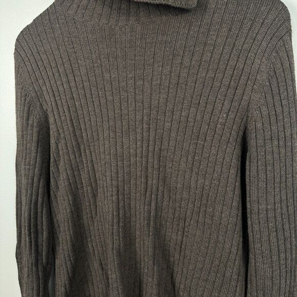 Valerie Stevens Womens Large Merino Wool Brown Ribbed Knit Turtleneck Sweater - Picture 3 of 5